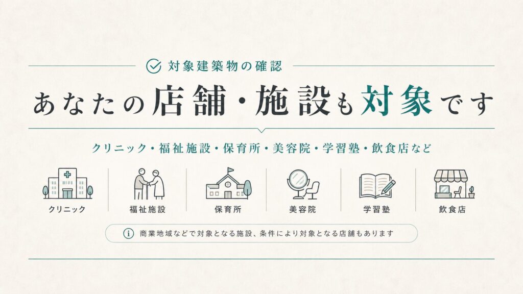 あなたの店舗・施設も対象です（対象建築物の確認）