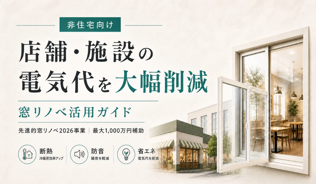 【最大1,000万円補助】店舗・施設の電気代を大幅削減！「非住宅向け」窓リノベ活用ガイド